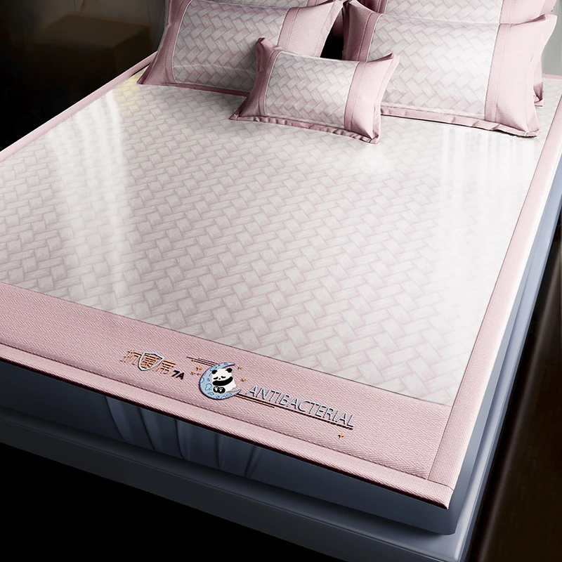 【杨杨清货价】抗菌冰丝软凉席绣花款凉席三件套可折叠海之韵AN