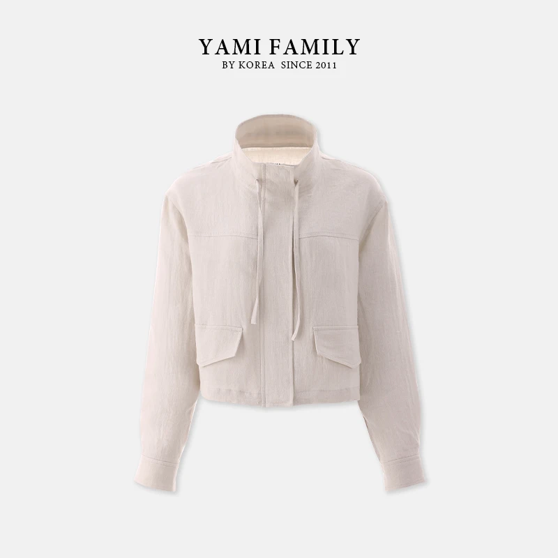 YM-WT-2510 长袖运动短款时尚休闲春季简约纯色外套