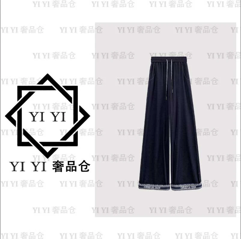 【YI YI/周一一奢品】68091-1#高街复古直筒拼接长裤2025显瘦休闲裤