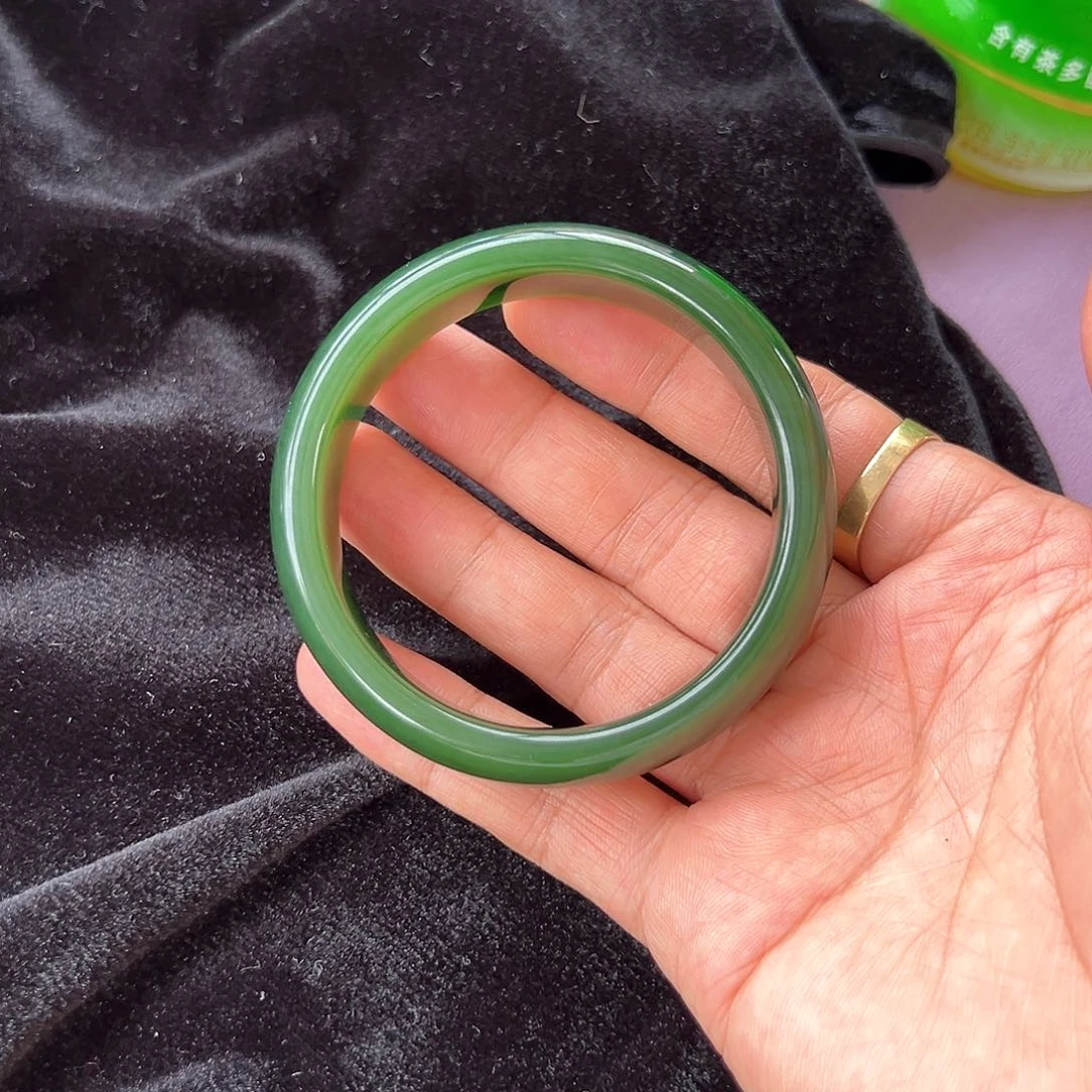 和田玉手镯未镶嵌正品俄罗斯7号矿大宽版豪华巨漏