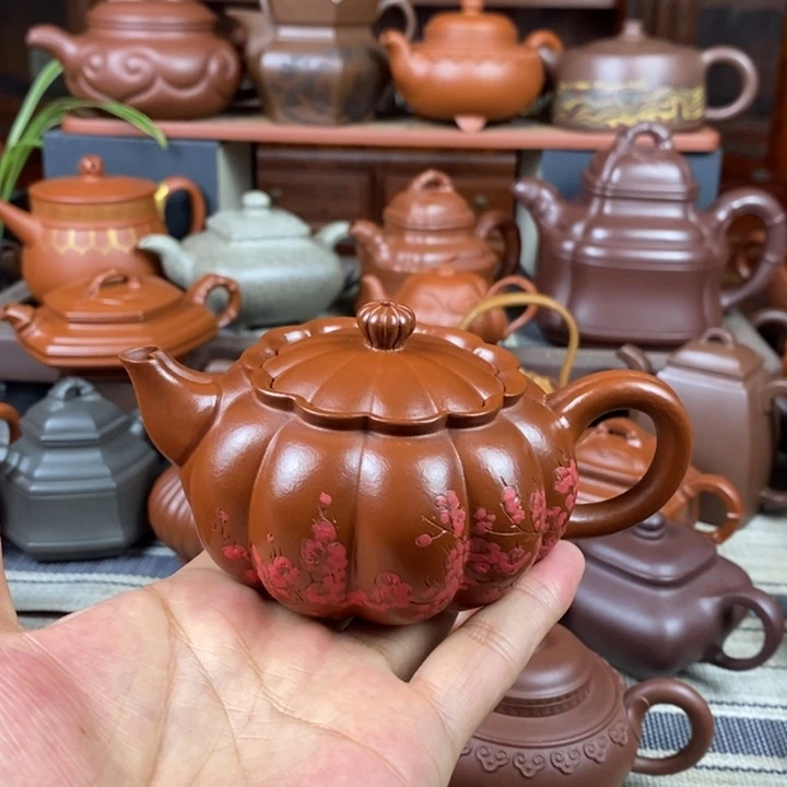 紫砂茶壶梅开二度220cc原矿赵庄朱泥双十一特价