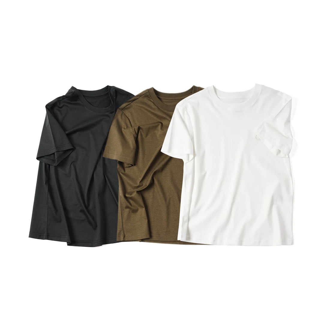 【字母刺绣简约短袖】莱赛尔+亚麻+桑蚕丝舒适空调衫TXAL54293