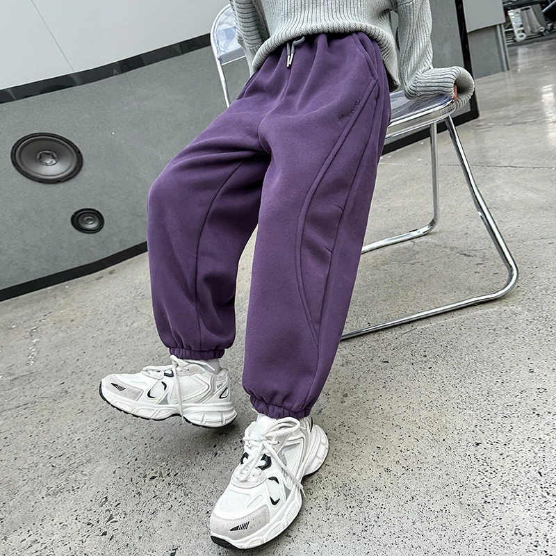 裤子秋冬2025新款洋气小女童男童宽松保暖长裤儿童加绒加厚休闲裤