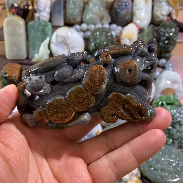 和田玉未镶嵌把件四*?