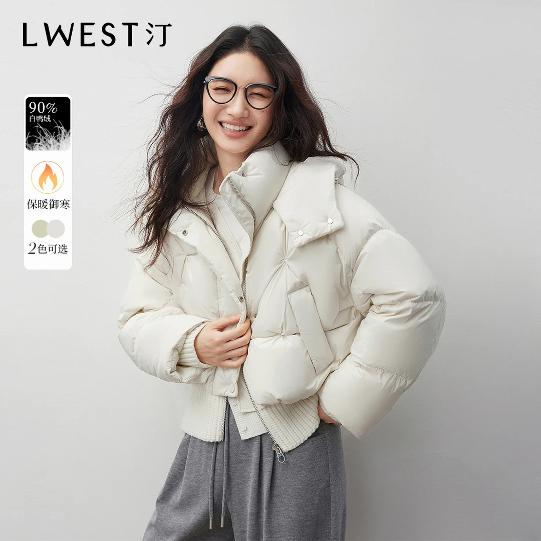 【辛小北专属】朗文斯汀连帽立领针织拼接羽绒服DWMA5509D12765