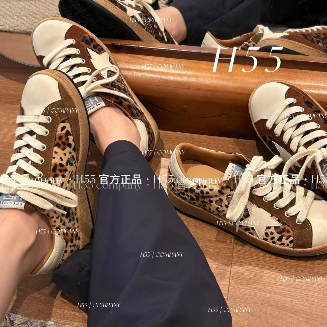 H55-哈珀丛林-马毛皮豹纹做旧星星鞋3cm19-2847【Q】