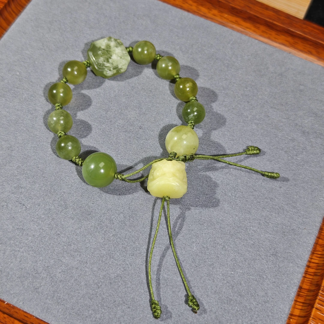 岫玉福牌醒狮头新中式手串古风