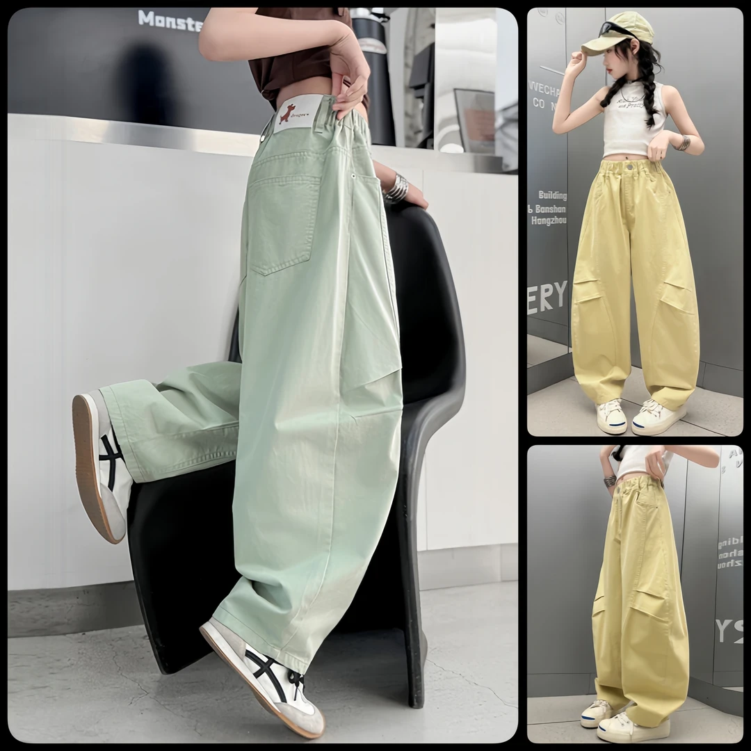 女童夏季薄款裤子显瘦洋气弯刀裤2025女大童6-12岁休闲小个子潮裤