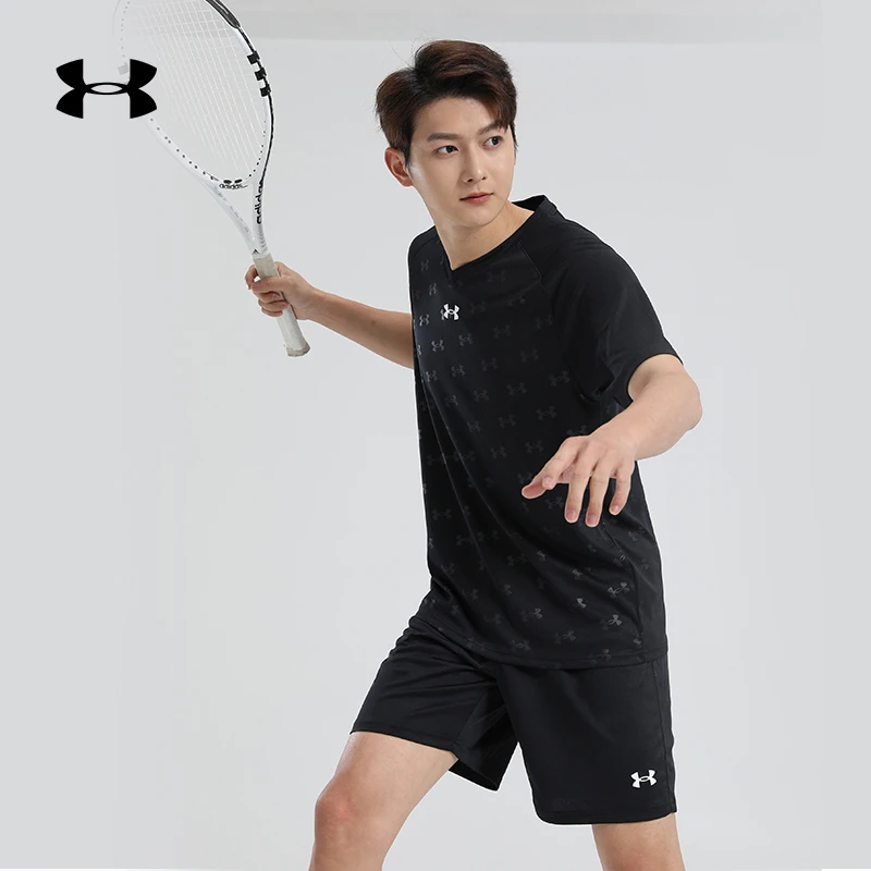 安德玛运动速干套装春夏男健身跑步透气吸汗短袖T恤短裤两件套ZB