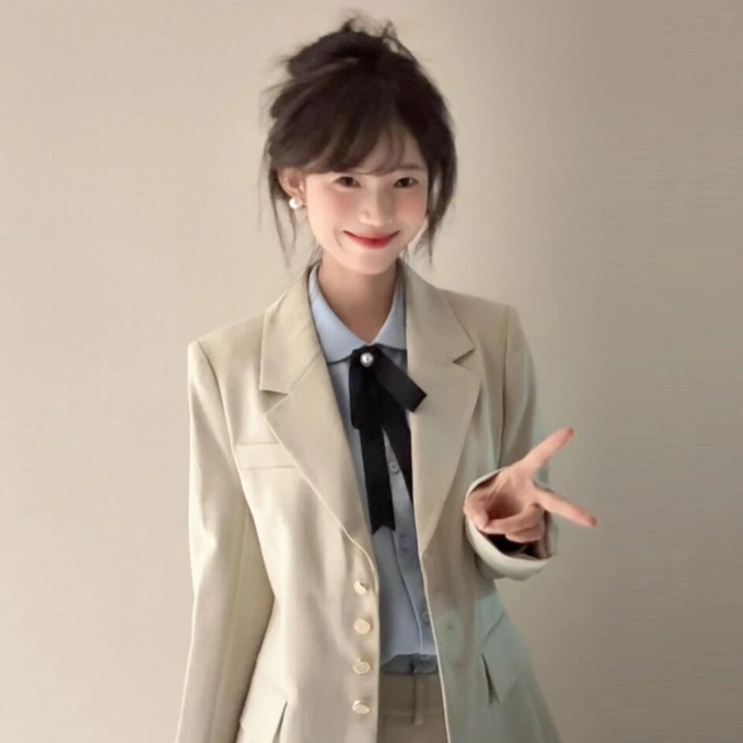 早秋季2025新款高知穿搭一整套西装连衣裙子女设计感轻奢长裙套装