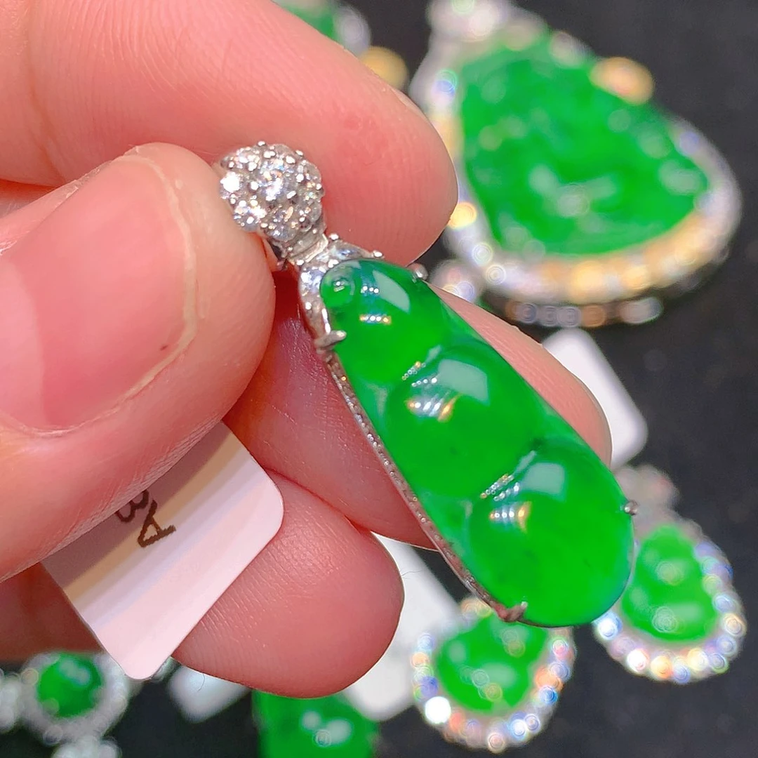 吊坠(不含链)银S925镶嵌翡翠翡翠