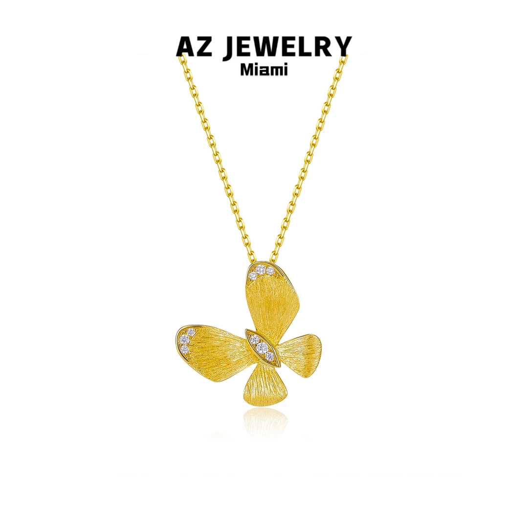 ANNA ZUCKERMAN 坠链均925银 镀K金轻奢手工复古拉丝蝴蝶气质项链