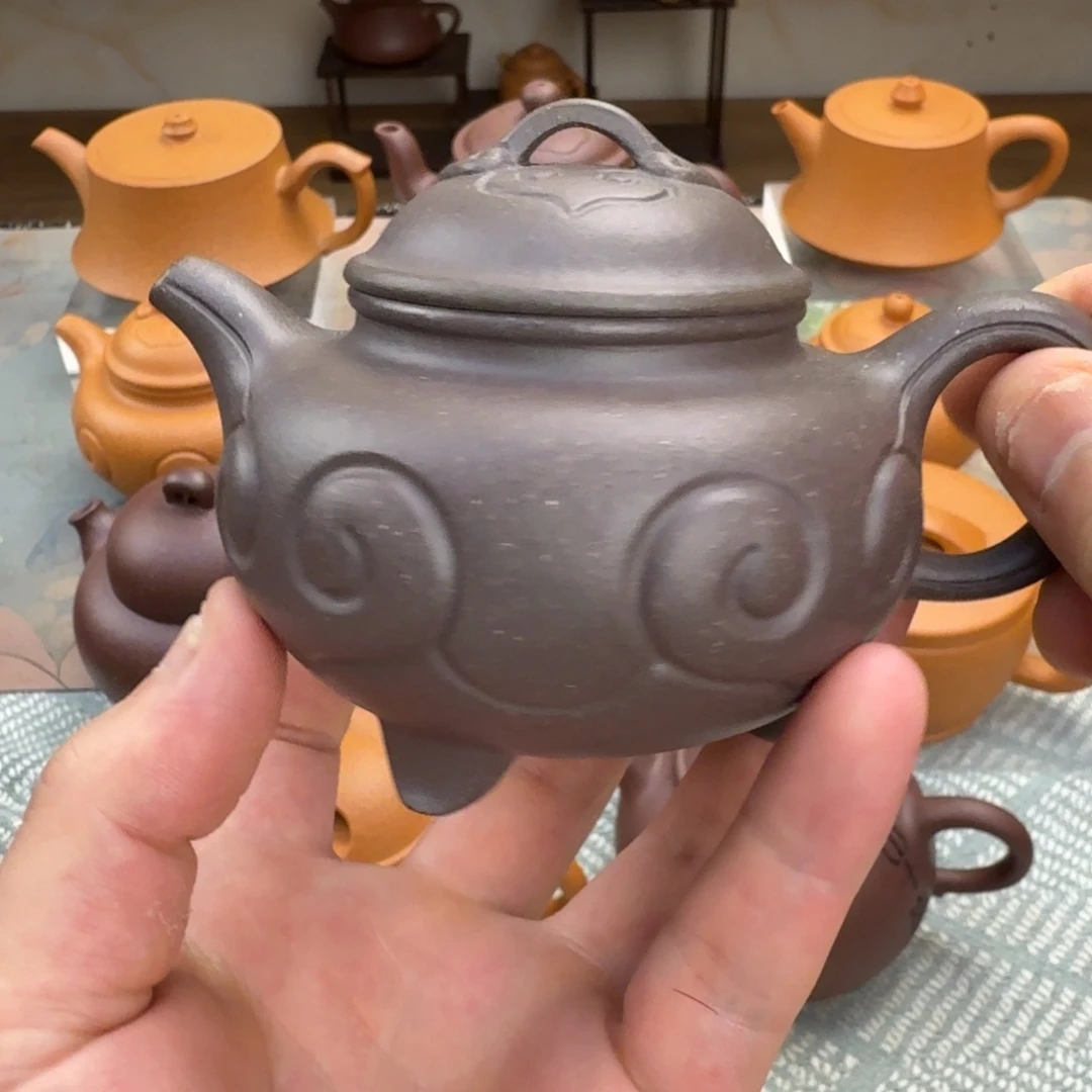 紫砂茶壶微瑕 如意三足 紫泥 175cc