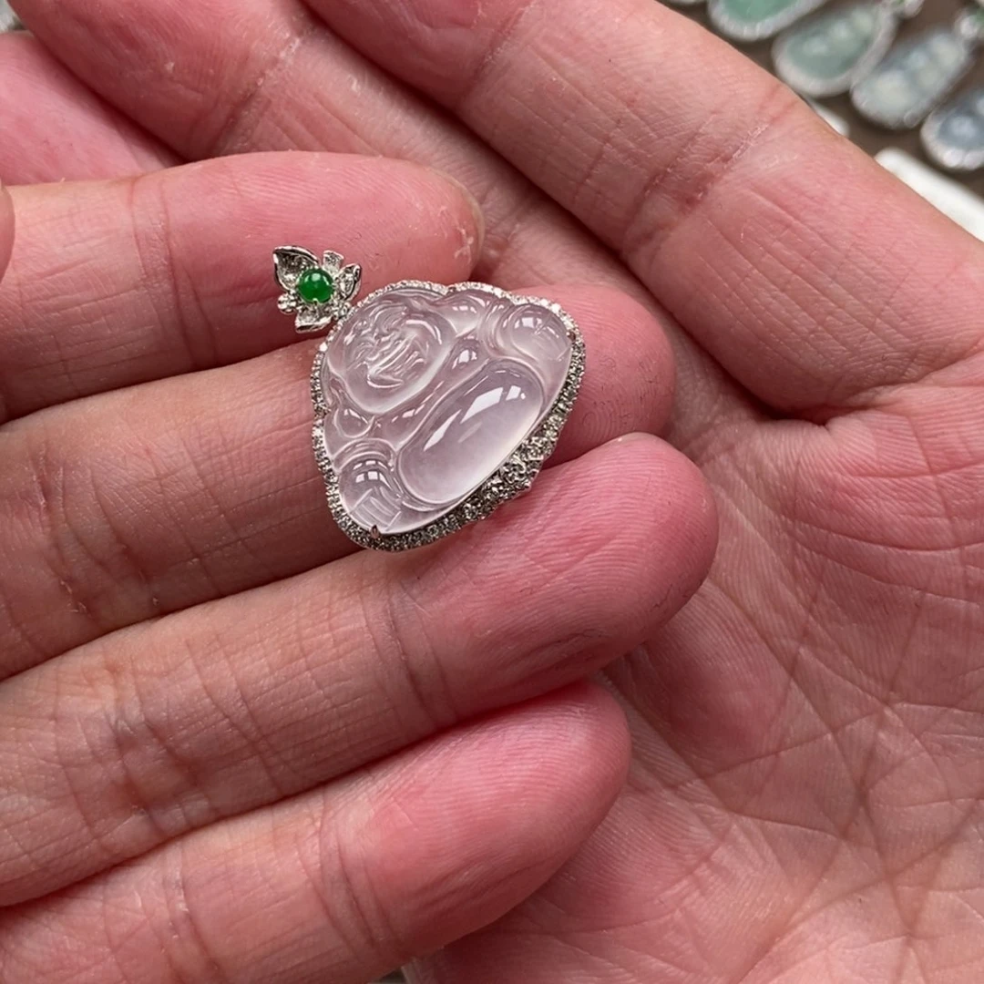 翡翠18K金镶嵌吊坠(不含链)佛公
