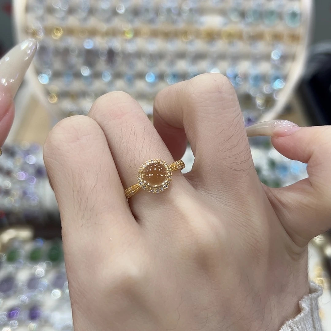 泡***_银S925镶嵌戒指黄晶