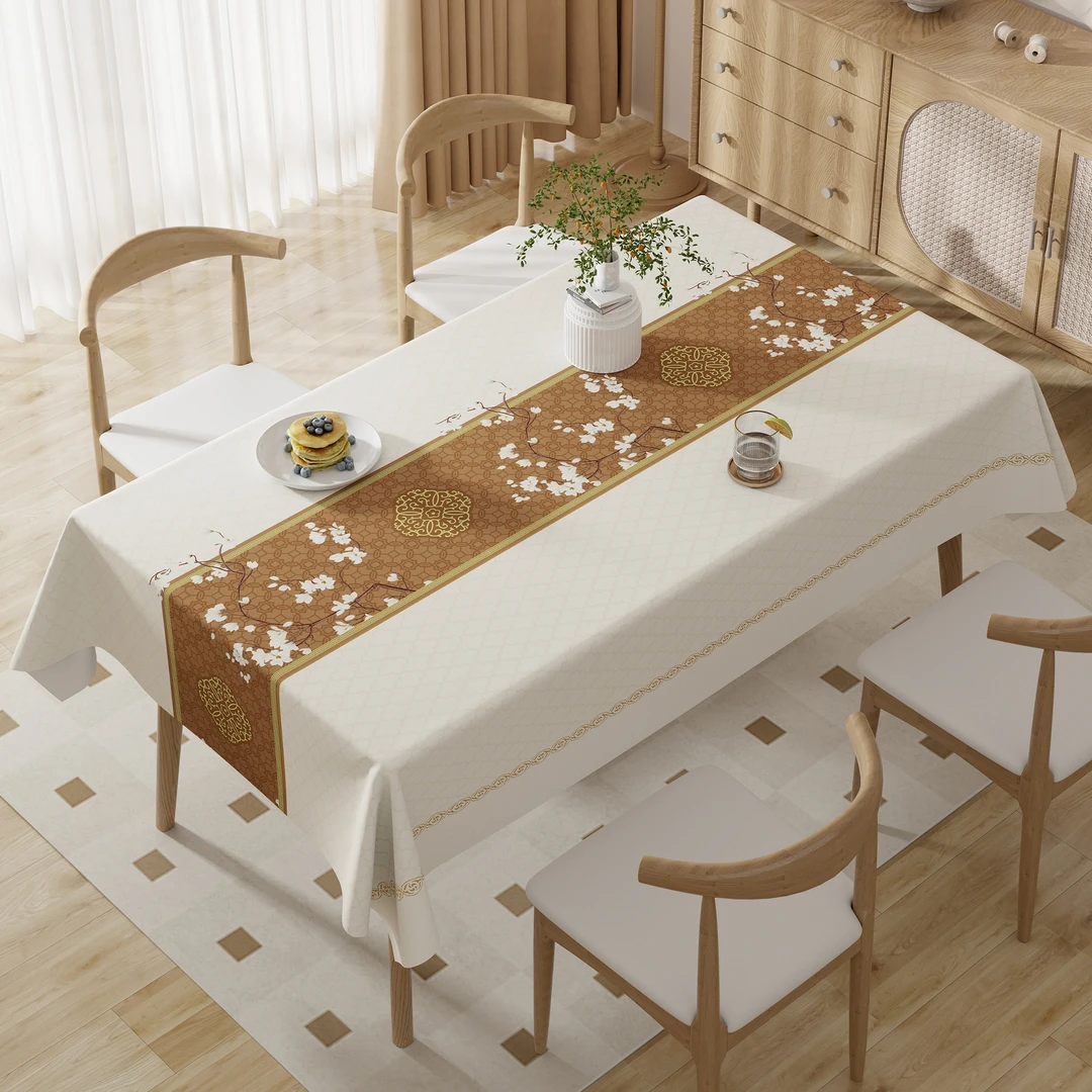 本知玉兰花下新款桌布防水防油防烫免洗好物分享家用长方形台布