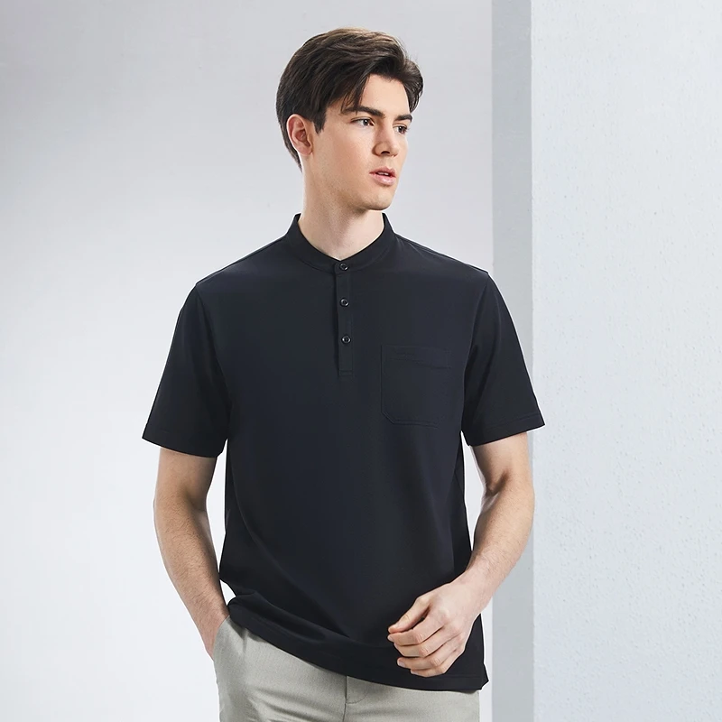 【立领】柒牌男装polo衫短袖男2025夏季新款时尚口袋款中青年T恤