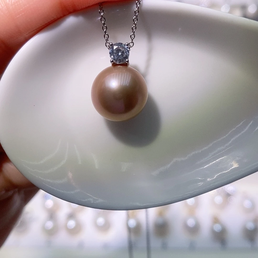 淡水珍珠吊坠(赠链)银S925镶嵌尺寸11/12毫米