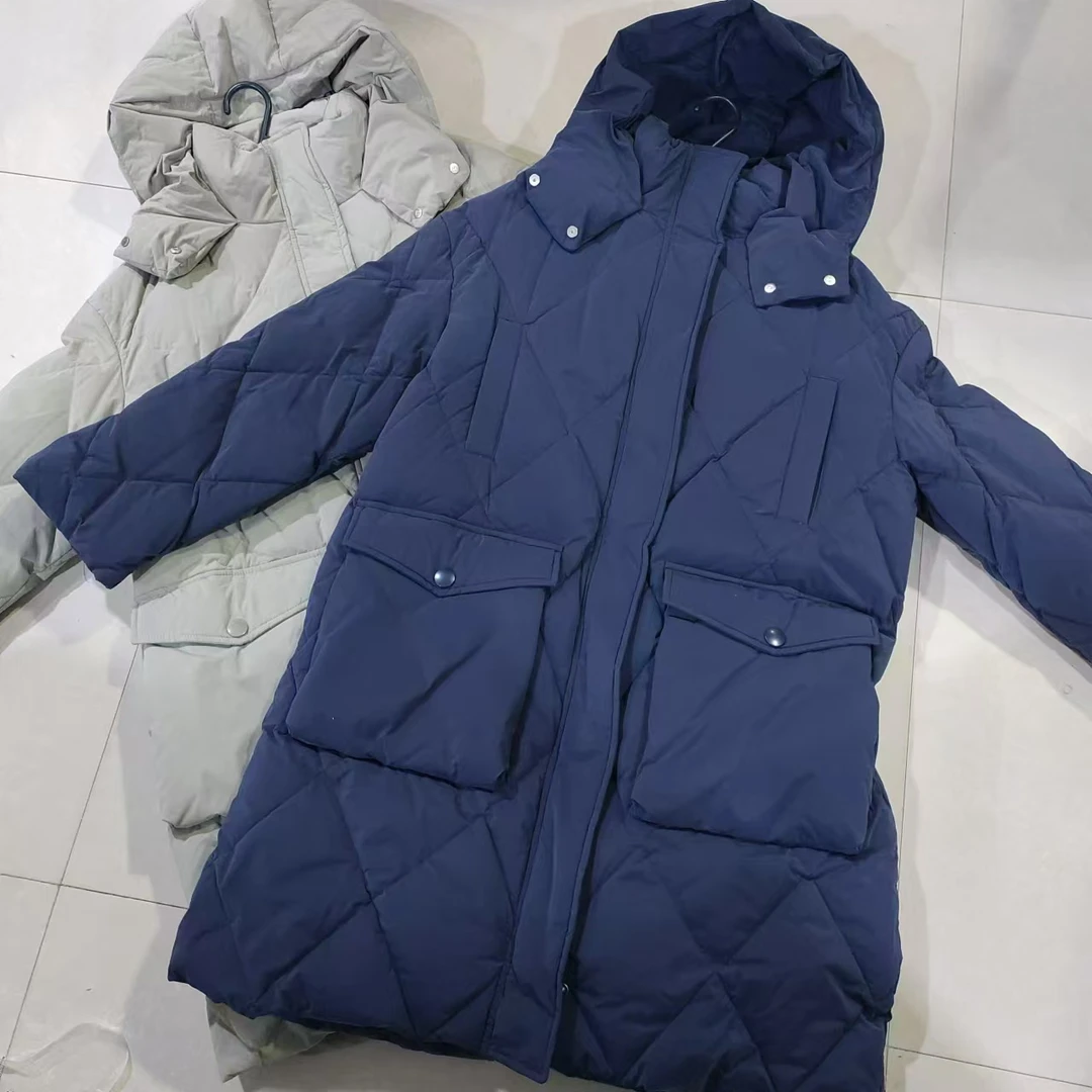 517款两色连帽长款羽绒服