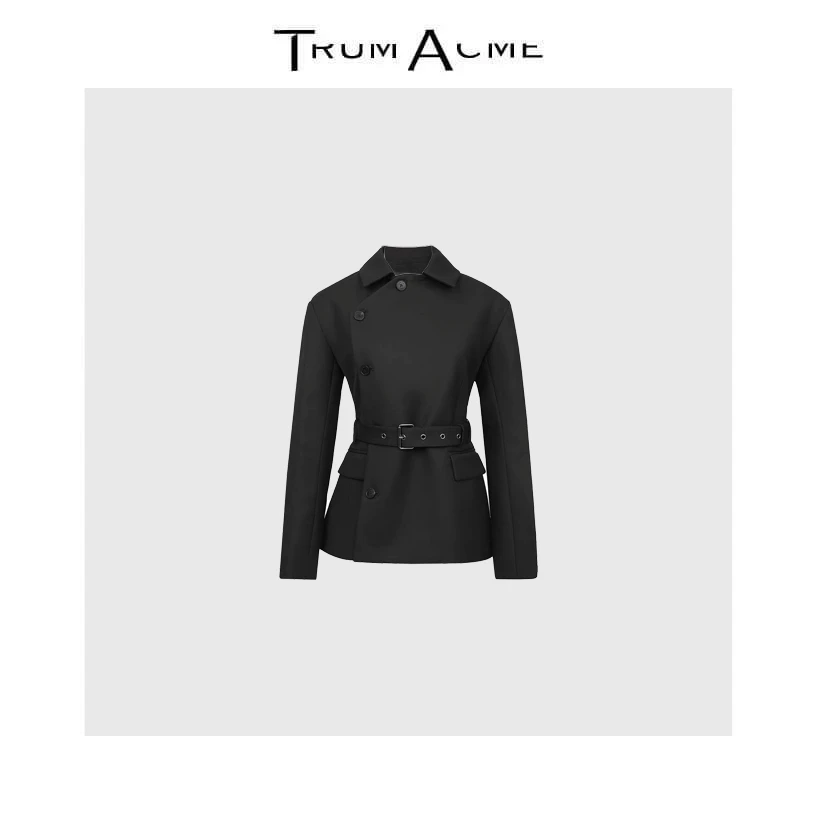 TrumAcme~老钱风系带短外套女斜襟风衣时尚百搭通勤2025秋季新款
