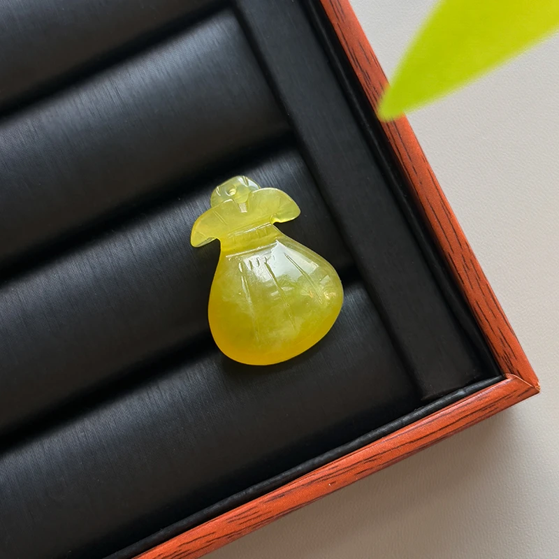 玉知意岫玉黄金玉钱袋吊坠天然玉石岫岩玉挂坠多样性发货【赠绳】