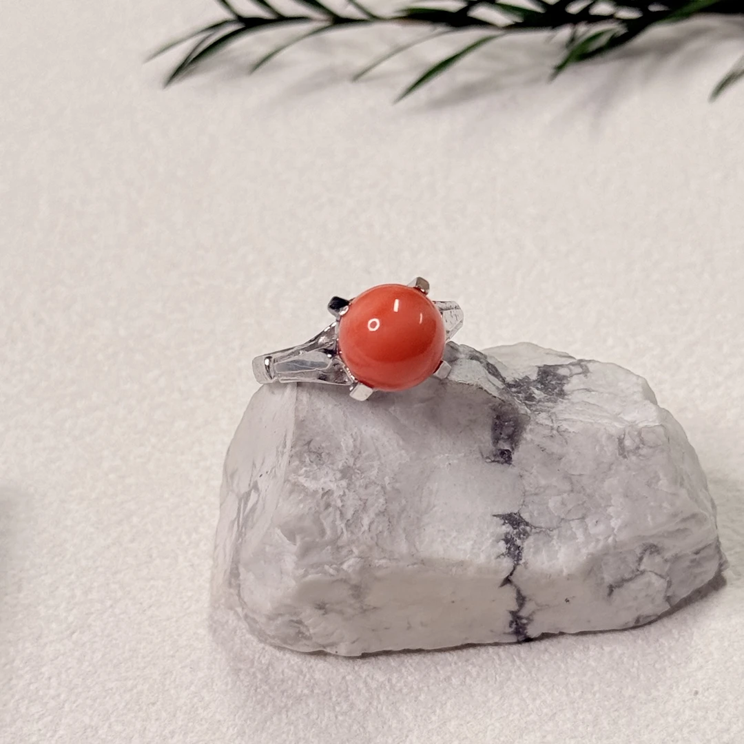 【六六中古】孤品精美珊瑚戒指sh573港13欧52