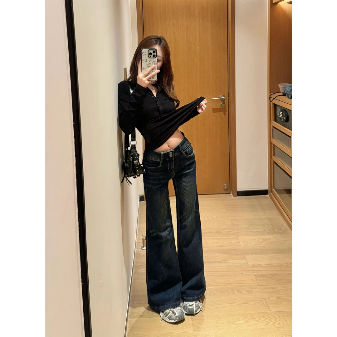 2025新款不贴腿美式辣妹微喇牛仔裤女弹力显瘦休闲百搭拖地喇叭裤