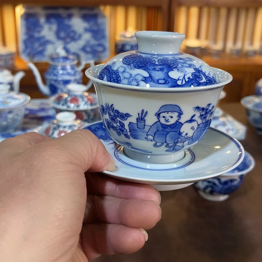 錡镇堂手工手绘盖碗