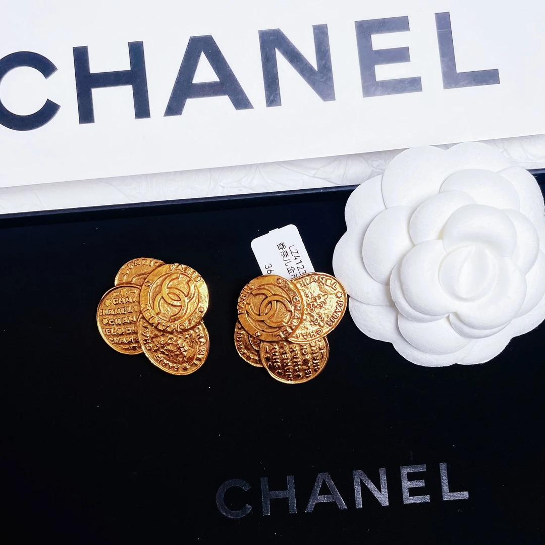 95新 Chanel/香奈儿 柚礼中古/香奈儿金币耳夹LZ412319