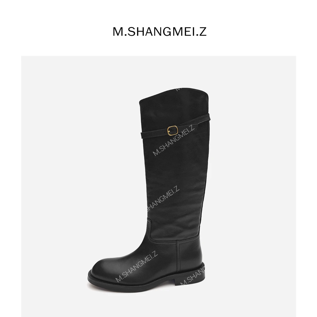 M.SHANGMEI.Z/沐熙美大哥气质舒适牛皮骑士长筒时装靴子F09422
