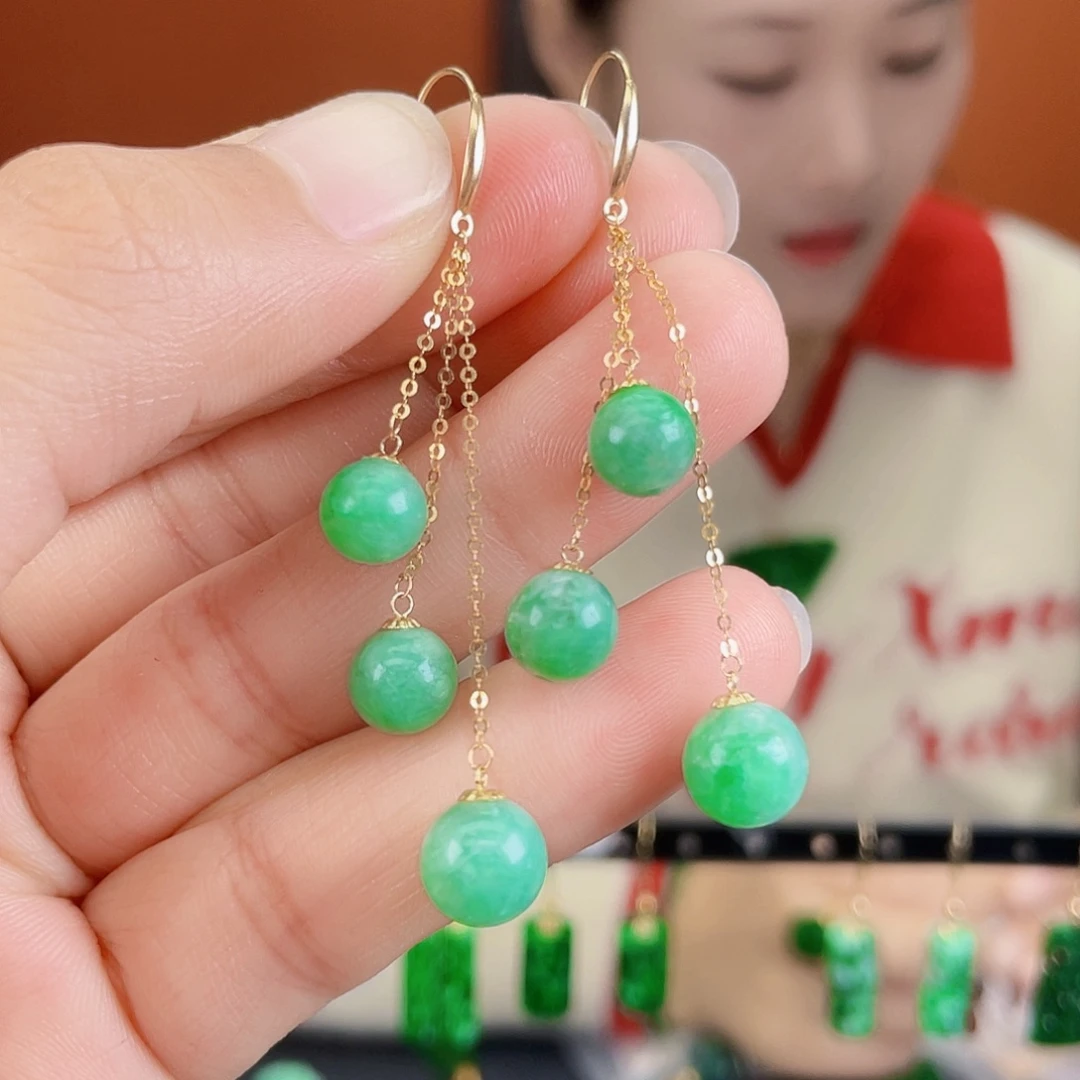 翡翠18K金镶嵌耳饰