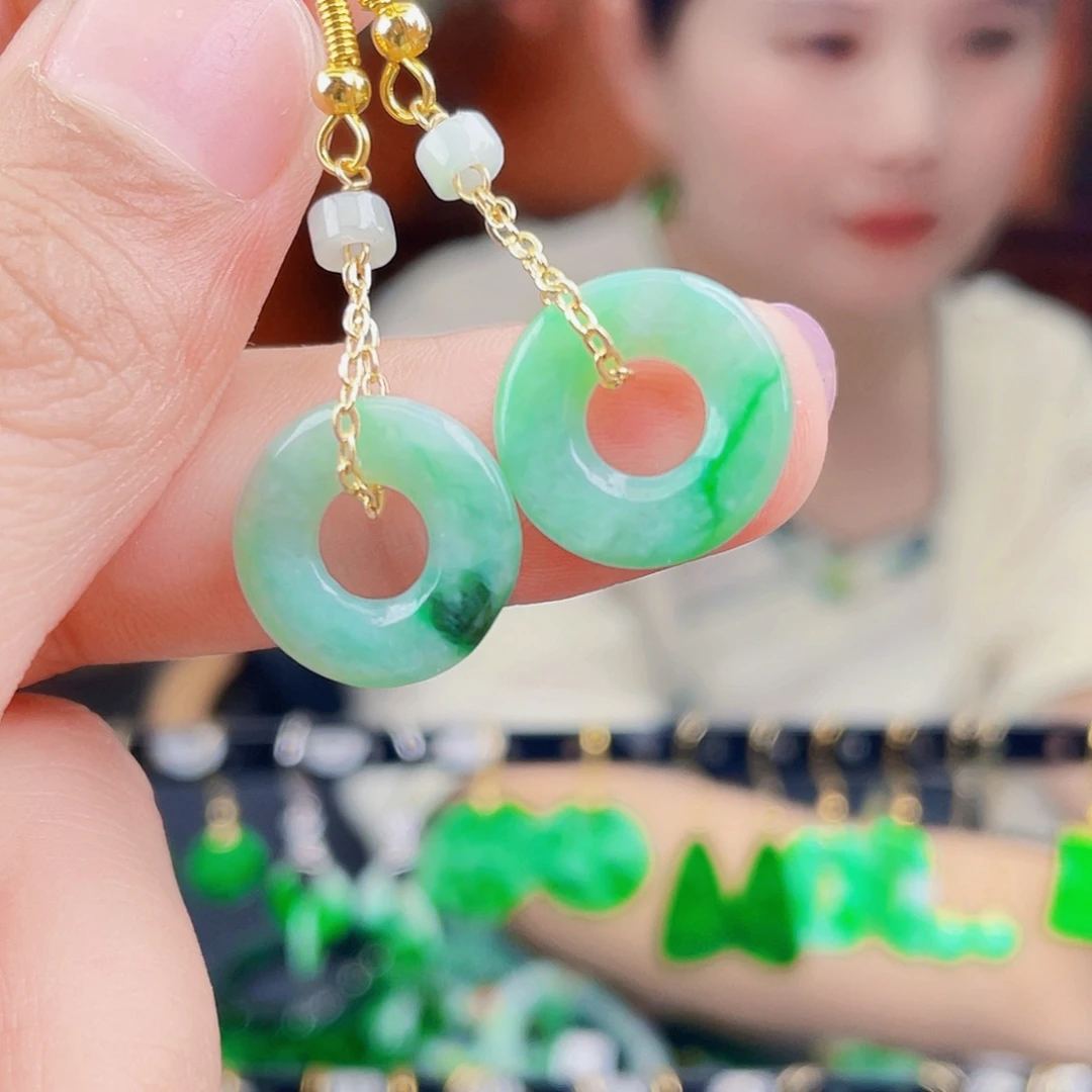 翡翠未镶嵌耳饰饰品