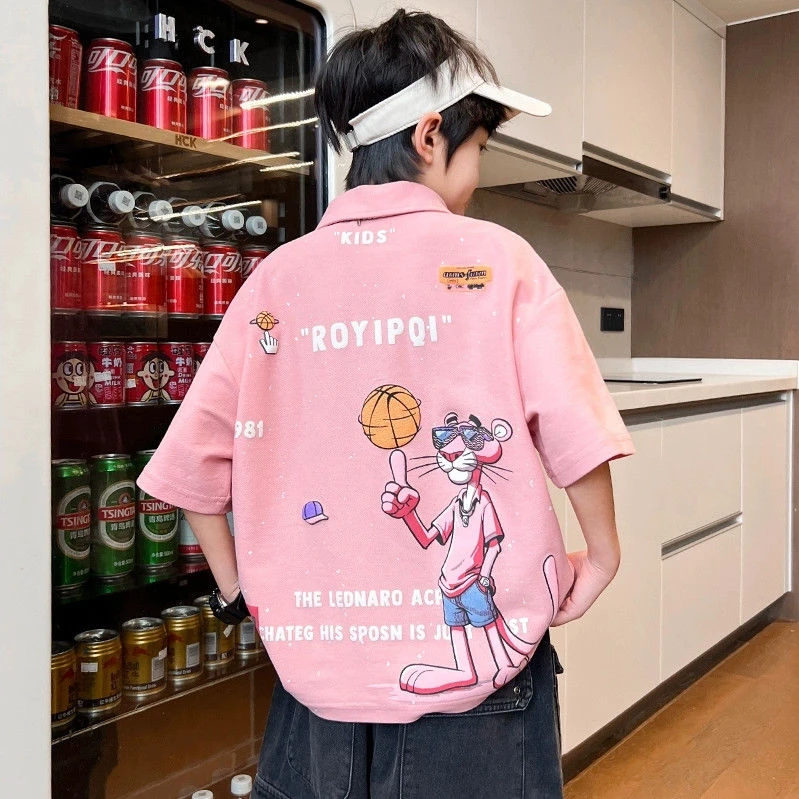 男童夏装短袖POLO衫2025新款夏季中大童男孩夏款上衣酷帅