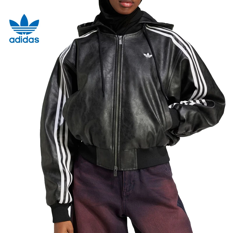 大adidas阿迪达斯三叶草女子运动休闲棉服外套JX9225