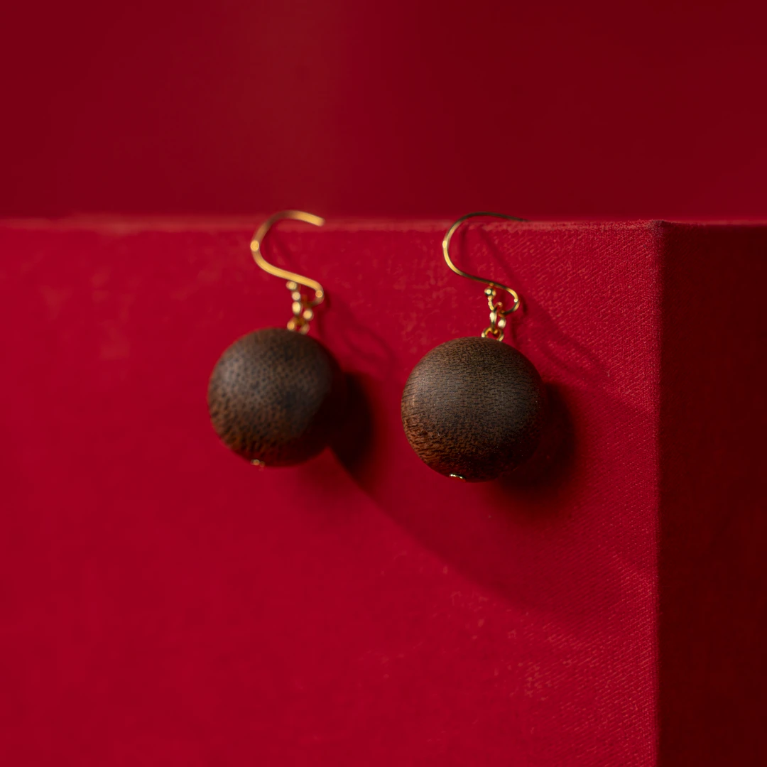沉香富森红土沉香设计款耳环/耳坠