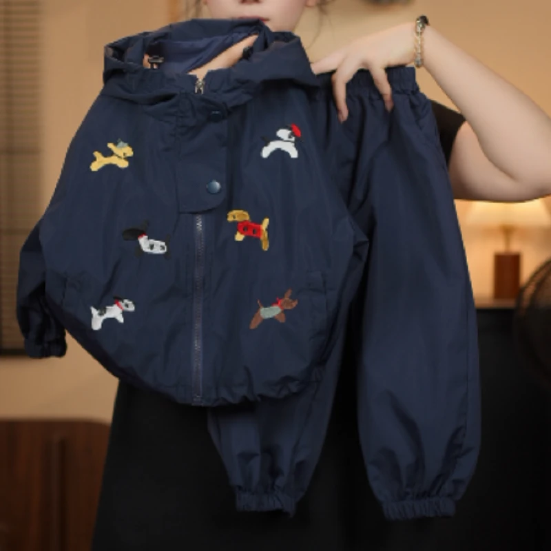 童装春秋款儿童冲锋衣套装新款男女童休闲连帽外套夹克