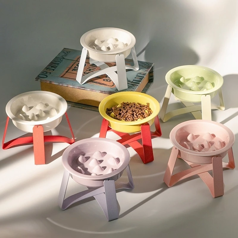 慢食防滑陶瓷打翻狗狗飞碟BD宠物高颜值猫咪防噎缓食粮碗加高水碗