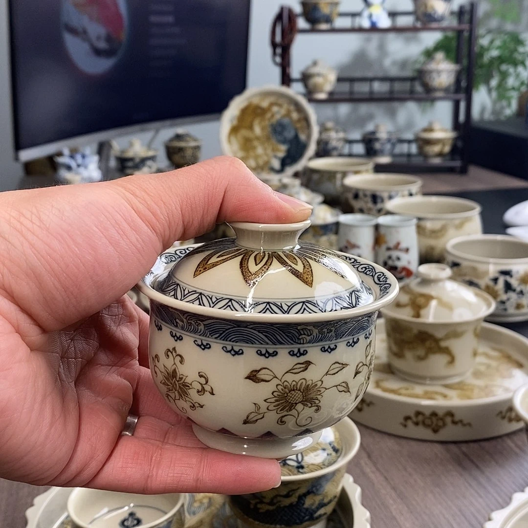 盖碗派*星景德镇手工手绘茶具