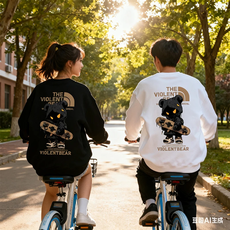 暴力熊男长袖上衣新款男装秋季爆款2025情侣同款轻奢潮流卫衣