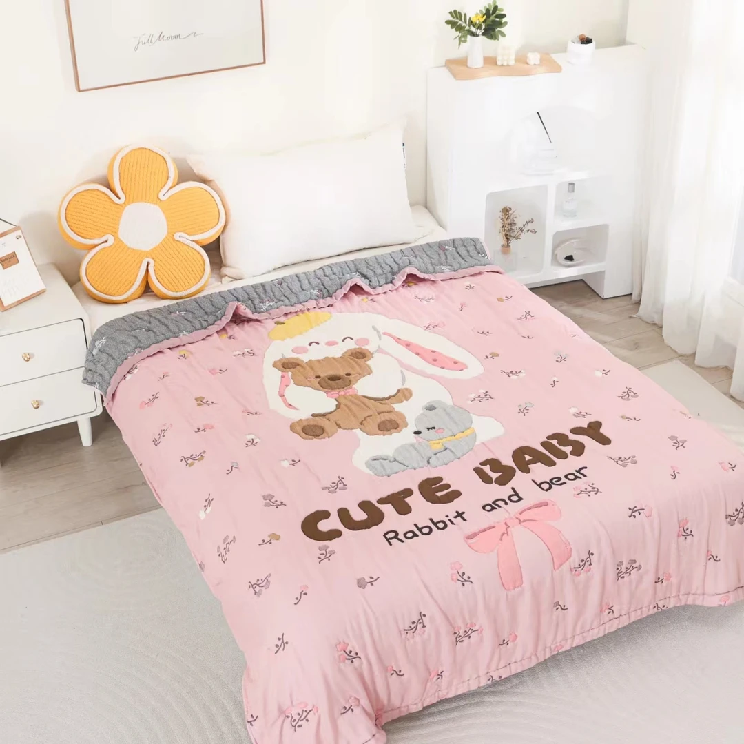 【大耳兔】 150cm x 200cm 纯棉多功能轻奢超柔轻奢泡芙被