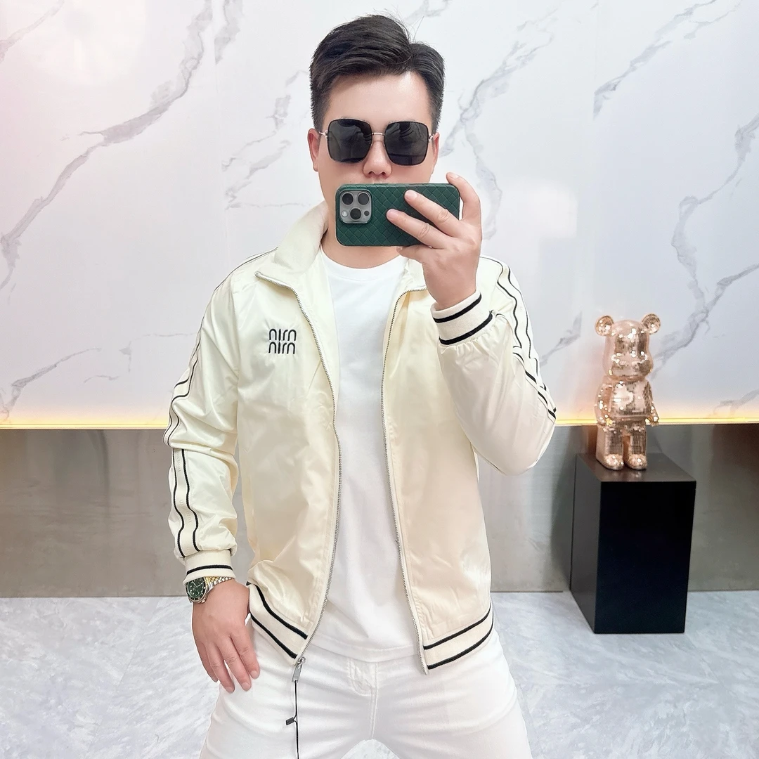 2025秋季欧洲站潮牌网红字母棒球领夹克男时尚修身百搭休闲外套潮