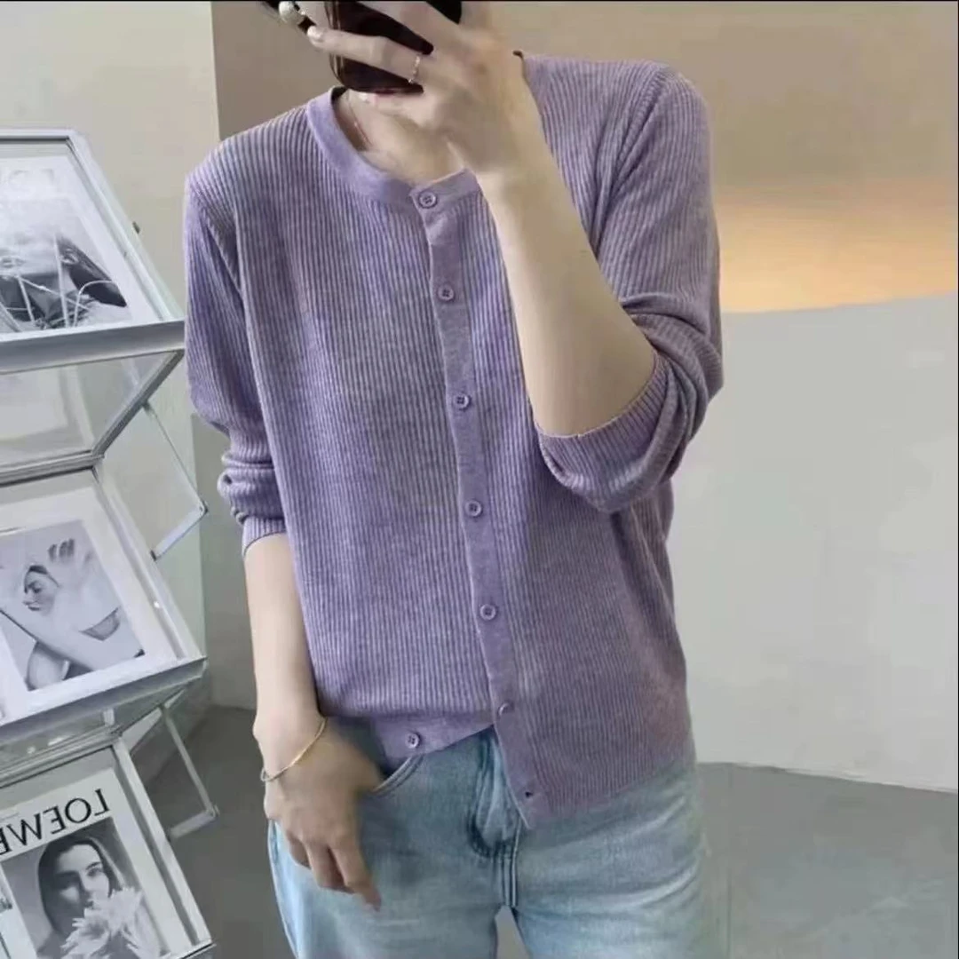 韩标简约百搭薄款空调衫针织开衫819