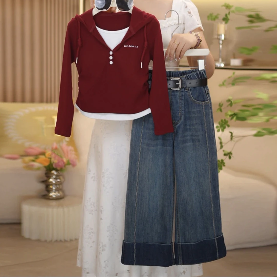 女童韩版套装秋2025新款儿童洋气中大童韩版卫衣阔腿裤时髦两件套