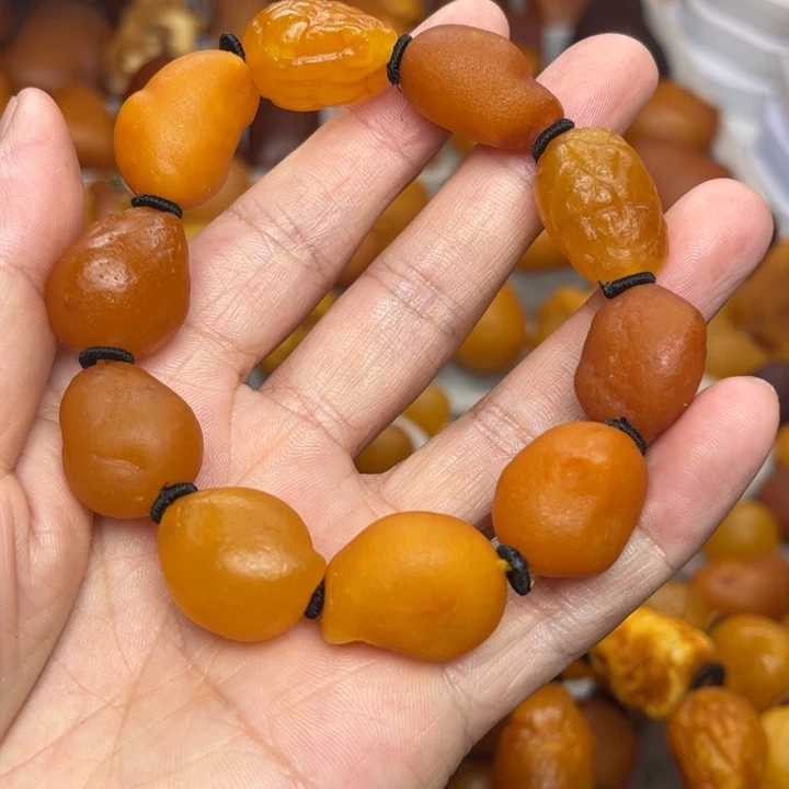 淡***又琥珀未镶嵌裸石天然蜜蜡手串