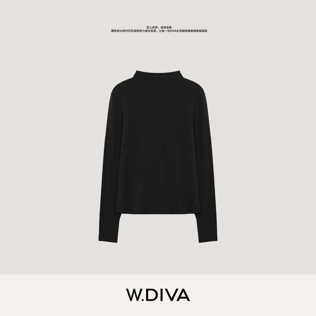 W.Diva【小岛】秋冬保暖时尚舒适百搭立领打底T恤休闲通勤4T2500173