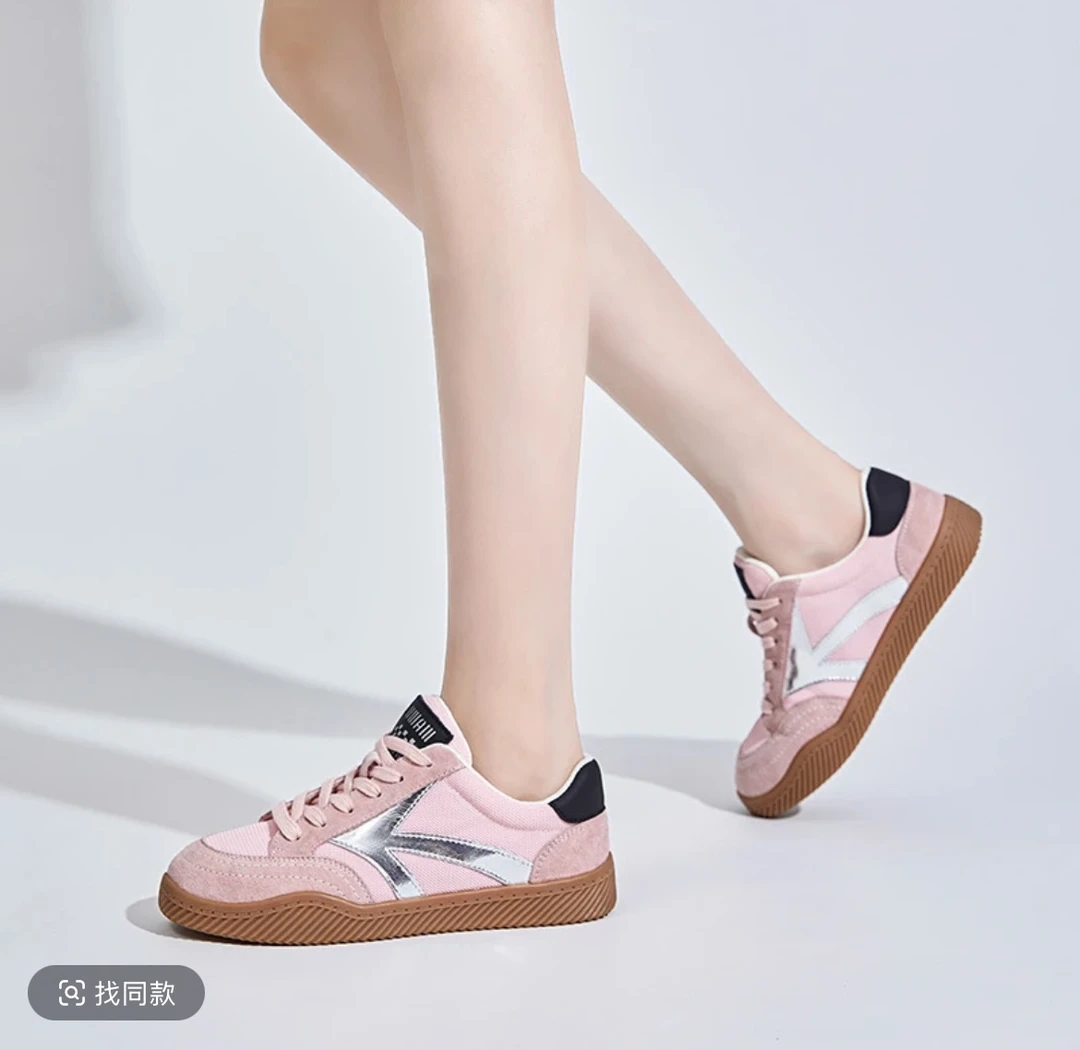 新款真皮箭头鞋2023秋季新款厚底小白鞋女运动透气板鞋休闲女鞋潮