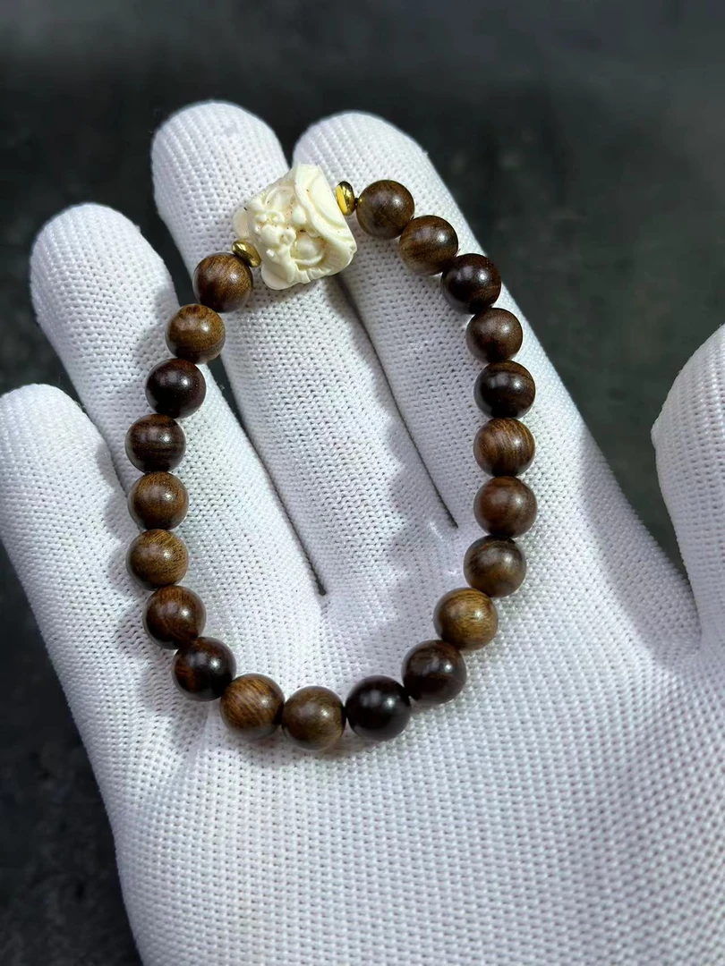 A271缅甸花梨老油梨0.8配象牙果醒狮单圈