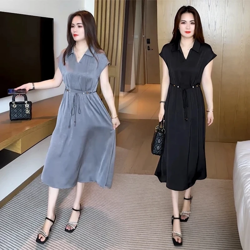 2025夏季新款休闲穿搭收腰气质显瘦洋气时尚减龄短袖套裙