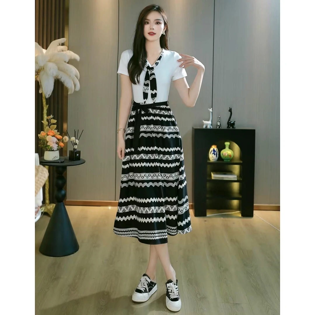夏季新款无袖显瘦国风时尚气质宽松假两件连衣裙