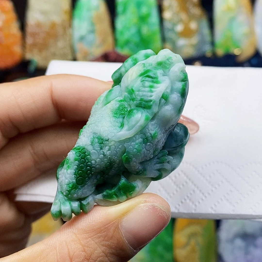 未镶嵌定制翡翠翡翠A货一物一证三脚金蟾